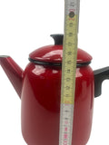 Rød emalje kande 18 cm.